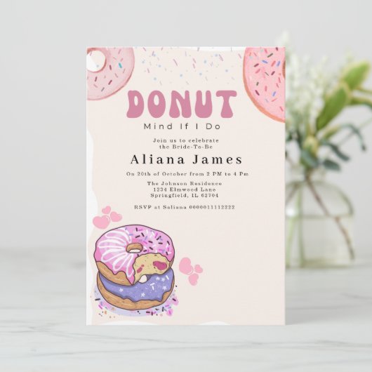 Vrijgezellenfeest Donut Mind als ik Schattigee roz Kaart (Staand voorkant)
