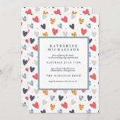 VRIJGEZELLENFEEST | Doodle Hearts Kaart (Voorkant / Achterkant)