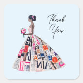 Vrijgezellenfeest Dress Bedankt Vierkante Sticker (Voorkant)