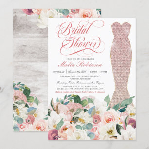 Vrijgezellenfeest Dress Glam Gown Floral Pink Kaart