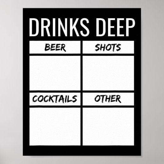 Vrijgezellenfeest Drink diep Drink Tally Chart Be Poster (Voorkant)