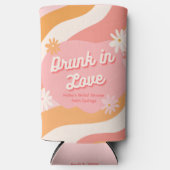 Vrijgezellenfeest Drink in Love Retro Roze Koelbox Seltzer Blikjeskoeler (Voorkant)