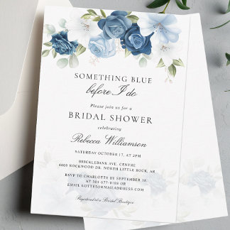 Vrijgezellenfeest Dusty Blue Bloom Elegant Kaart