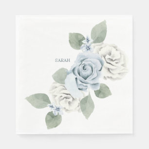 Vrijgezellenfeest Dusty Blue Floral Custom Luncheo Servet
