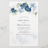 Vrijgezellenfeest Dusty Blue Floral Invitation Briefpapier (Voorkant)