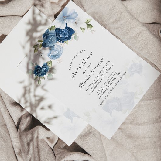 Vrijgezellenfeest Dusty Blue Floral Invitation Briefpapier