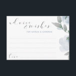 Vrijgezellenfeest Dusty Blue Grey Waterverf Advieskaart<br><div class="desc">Dusty Blue en Grey Waterverf Bouquet Vrijgezellenfeest of Wedding Advice Cards: Dit ontwerp is voorzien van zachte, stoffige blauw/blauw-grijze bloemen met casual, slopende letters. De achterkant heeft een poot met de initialen van het stel en de trouwdatum. Wanneer je gasten hun advies schrijven en het stel willen uitkiezen, kunnen ze...</div>