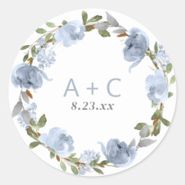 Vrijgezellenfeest Dusty Blue Grey Waterverf Ronde Sticker