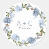 Vrijgezellenfeest Dusty Blue Grey Waterverf Ronde Sticker (Voorkant)