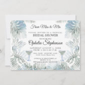 Vrijgezellenfeest Dusty Blue Waterverf Tropical Le Kaart (Voorkant)