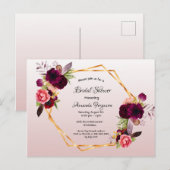 Vrijgezellenfeest dusty roos burgundy-uitnodiging briefkaart (Voorkant / Achterkant)