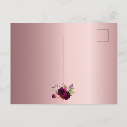 Vrijgezellenfeest dusty roos white burgundy-uitnod briefkaart (Achterkant)