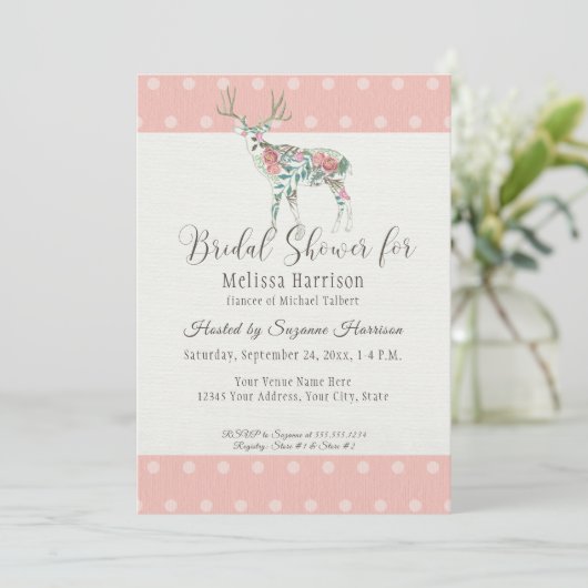 Vrijgezellenfeest Eenvoudige Dot Modern Roos Deer  Kaart (Staand voorkant)