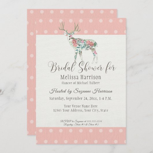 Vrijgezellenfeest Eenvoudige Dot Modern Roos Deer  Kaart (Voorkant / Achterkant)