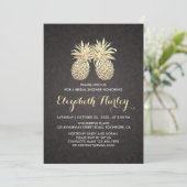 Vrijgezellenfeest Elegant Black Gold Pineapple Cou Kaart (Staand voorkant)