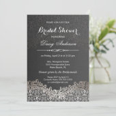 Vrijgezellenfeest - Elegant Black Silver Damask Kaart (Staand voorkant)