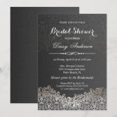 Vrijgezellenfeest - Elegant Black Silver Damask Kaart (Voorkant / Achterkant)