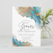 Vrijgezellenfeest | Elegant Blauwgroen Gold Alcoho Kaart (Staand voorkant)