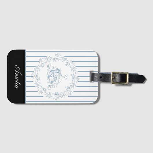 Vrijgezellenfeest - Elegant Blue Personalized Brid Bagagelabel (Voorkant (horizontaal))