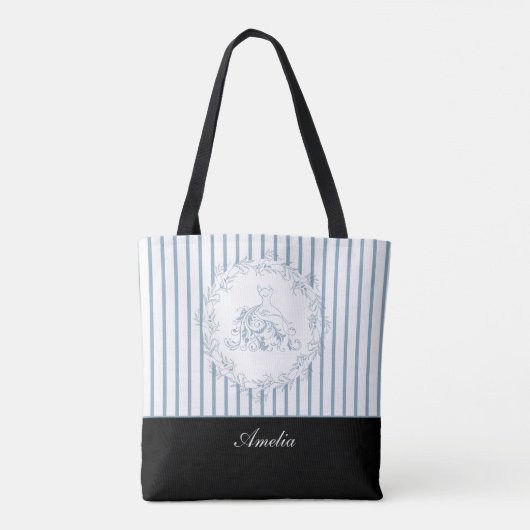 Vrijgezellenfeest - Elegant Blue Personalized Brid Tote Bag (Achterkant)