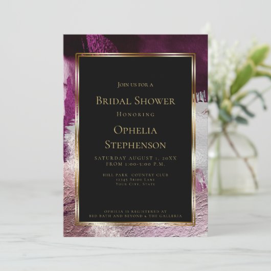 VRIJGEZELLENFEEST | Elegant Bold Berry Wine Stroke Kaart (Staand voorkant)