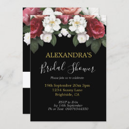 Vrijgezellenfeest Elegant Burgundy Rozen Black Chi Kaart