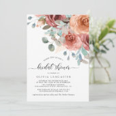 Vrijgezellenfeest, Elegant Dusty Blue en Blush Flo Kaart (Staand voorkant)