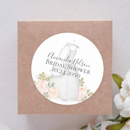 Vrijgezellenfeest Elegant Floral Wedding Gown Chic Ronde Sticker