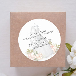 Vrijgezellenfeest Elegant Floral Wedding Gown Chic Ronde Sticker
