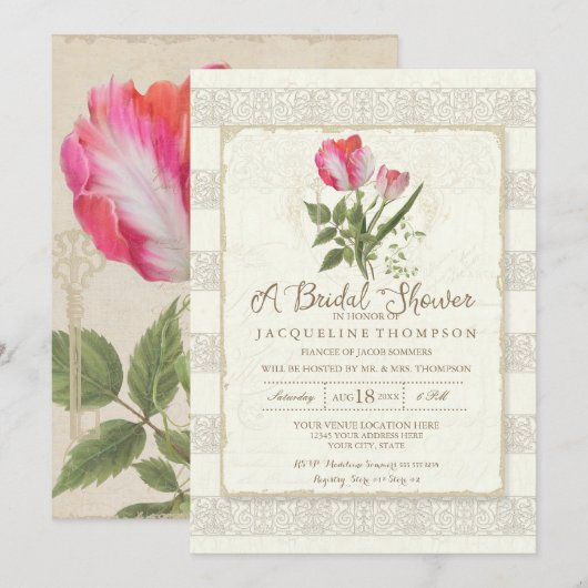 Vrijgezellenfeest Elegant Garden Floral Tulips Wed Kaart (Voorkant / Achterkant)