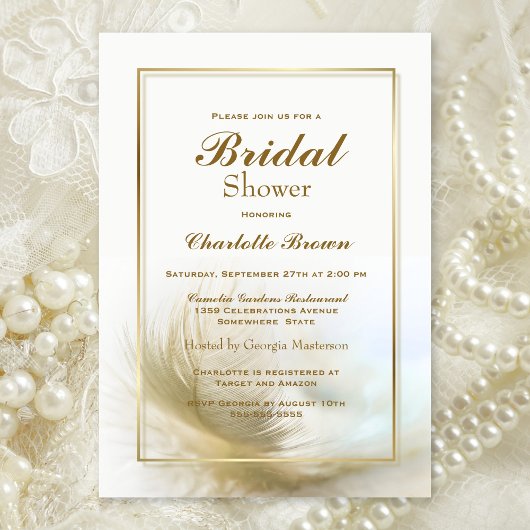 Vrijgezellenfeest Elegant Gold Feather Invitation Kaart