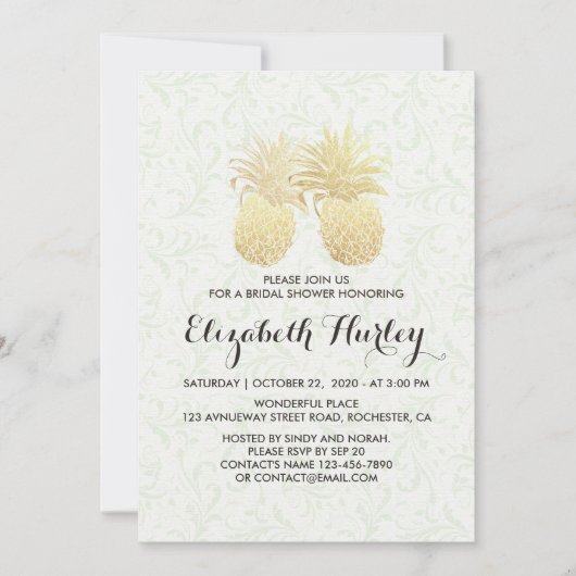 Vrijgezellenfeest Elegant Gold Foil Pineapple Coup Kaart (Voorkant)