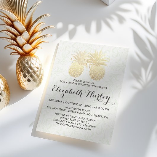 Vrijgezellenfeest Elegant Gold Foil Pineapple Coup Kaart