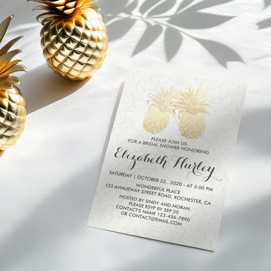 Vrijgezellenfeest Elegant Gold Foil Pineapple Coup Kaart