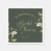 Vrijgezellenfeest Elegant Goud Donkergroen Bloemen Servet (Voorkant)