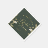 Vrijgezellenfeest Elegant Goud Donkergroen Bloemen Servet (Hoek)