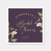 Vrijgezellenfeest Elegant Goud paarse Bloemen Servet (Voorkant)