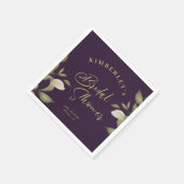 Vrijgezellenfeest Elegant Goud paarse Bloemen Servet (Hoek)