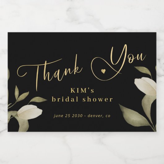 Vrijgezellenfeest elegant goud zwart bedankt voor  sparkling wijnetiket (Enkel label)