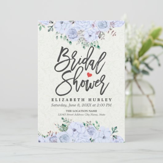 Vrijgezellenfeest Elegant Light Blue Waterverf Flo Kaart (Staand voorkant)