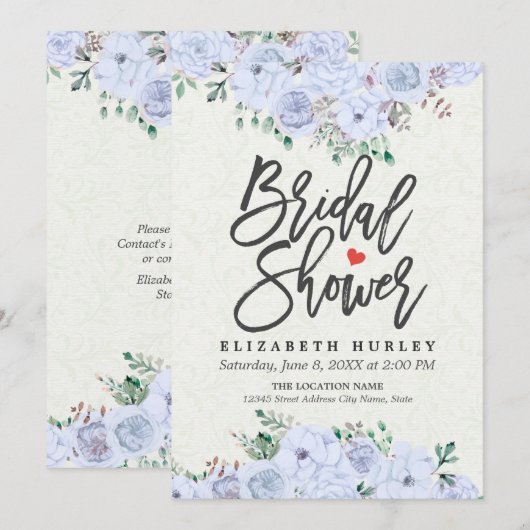 Vrijgezellenfeest Elegant Light Blue Waterverf Flo Kaart (Voorkant / Achterkant)