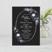 Vrijgezellenfeest Elegant Moody Black Floral Kaart (Staand voorkant)