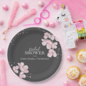 Vrijgezellenfeest Elegant Rustic Floral Cherry Blo Papieren Bordje (Feest)