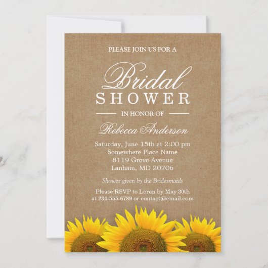 Vrijgezellenfeest Elegant Rustic Sunflower Linen K Kaart (Voorkant)