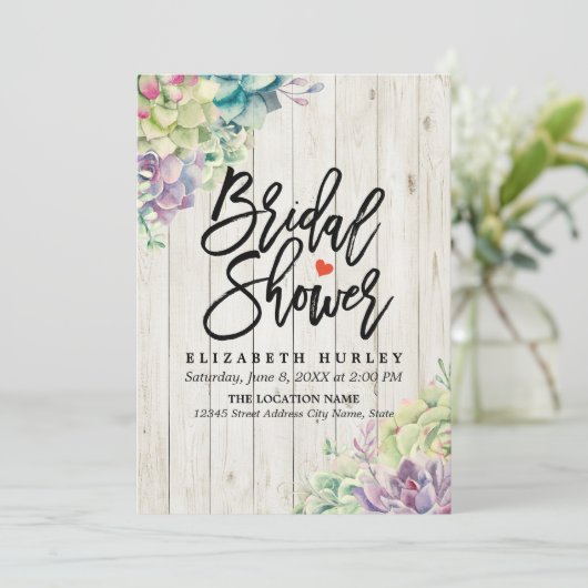 Vrijgezellenfeest Elegant Succulent Planten Rustis Kaart (Staand voorkant)