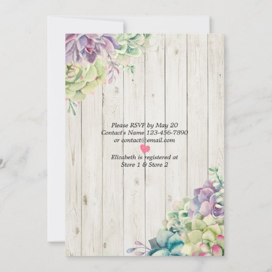 Vrijgezellenfeest Elegant Succulent Planten Rustis Kaart (Achterkant)