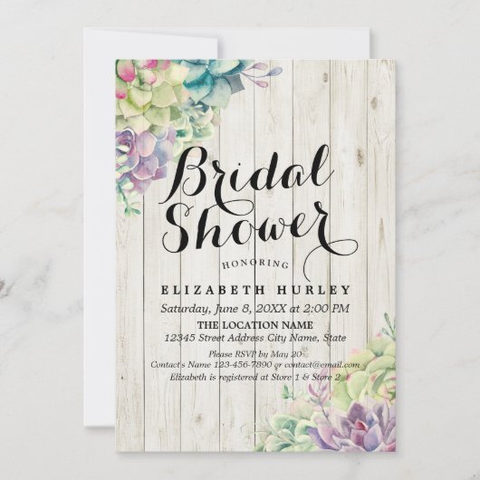 Vrijgezellenfeest Elegant Succulent Planten Rustis Kaart (Voorkant)