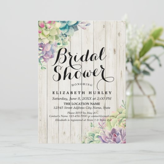 Vrijgezellenfeest Elegant Succulent Planten Rustis Kaart (Staand voorkant)