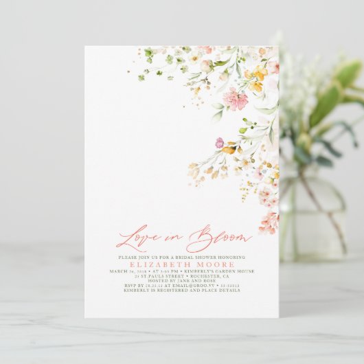 Vrijgezellenfeest Elegant Summer Meadow Wildflower Kaart (Staand voorkant)