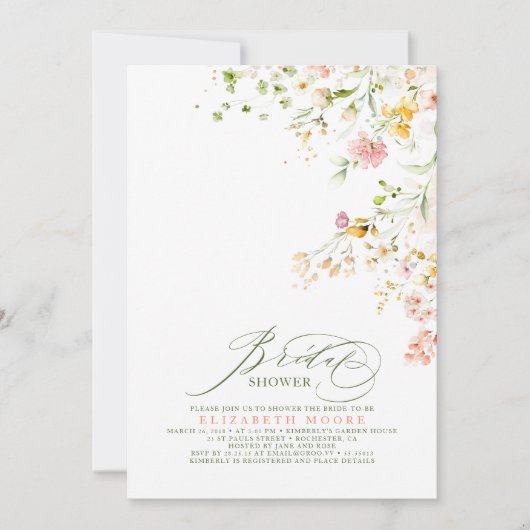 Vrijgezellenfeest Elegant Summer Meadow Wildflower Kaart (Voorkant)